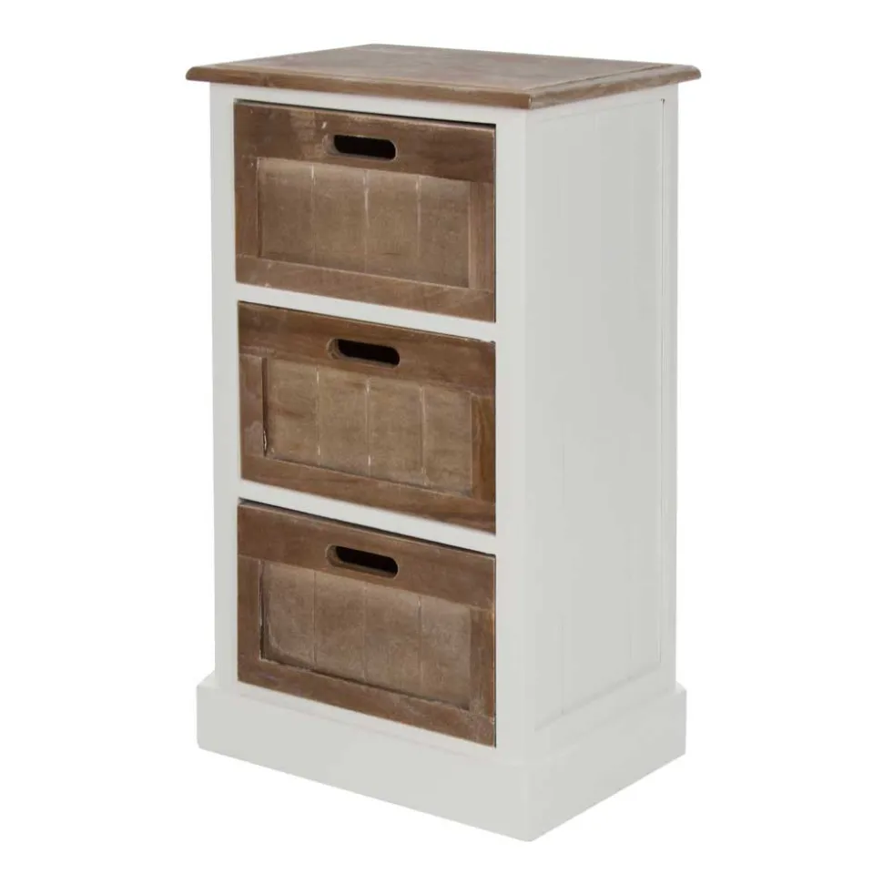 Shabby Nachtkommode Benet in Weiß Holz