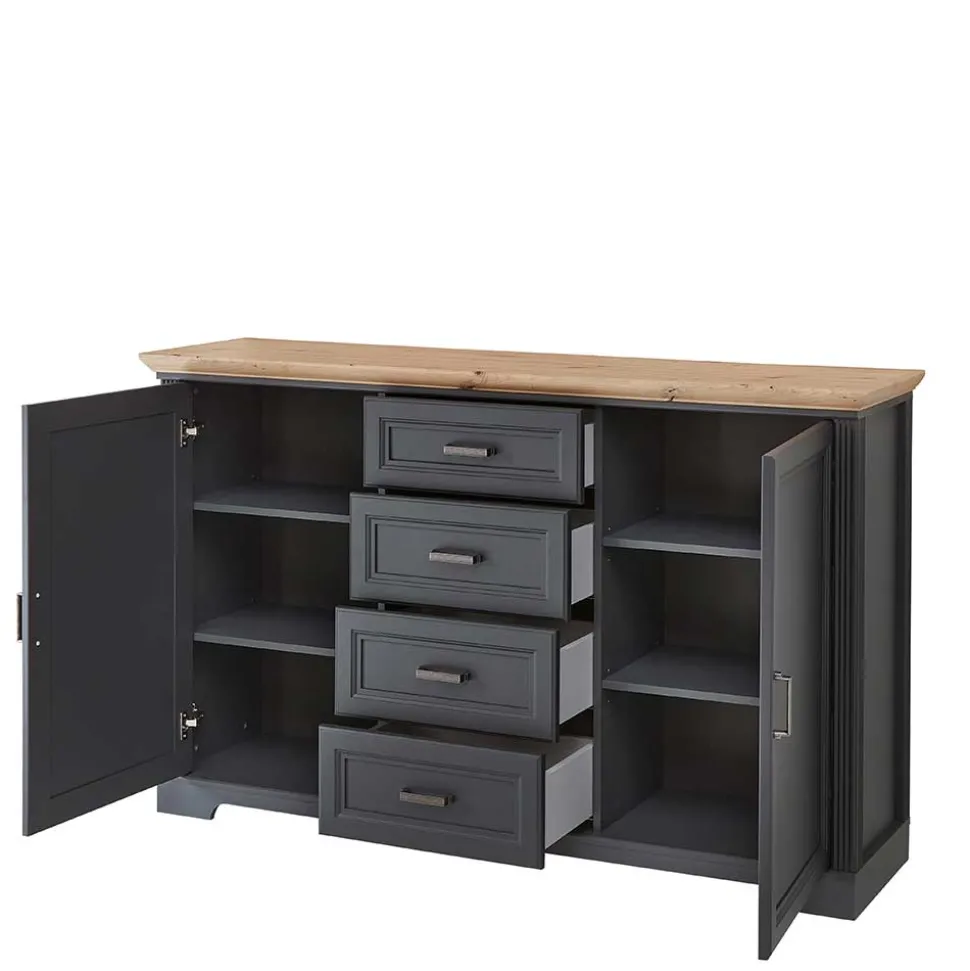 Sideboard in Dunkelgrau und Eiche - Joe