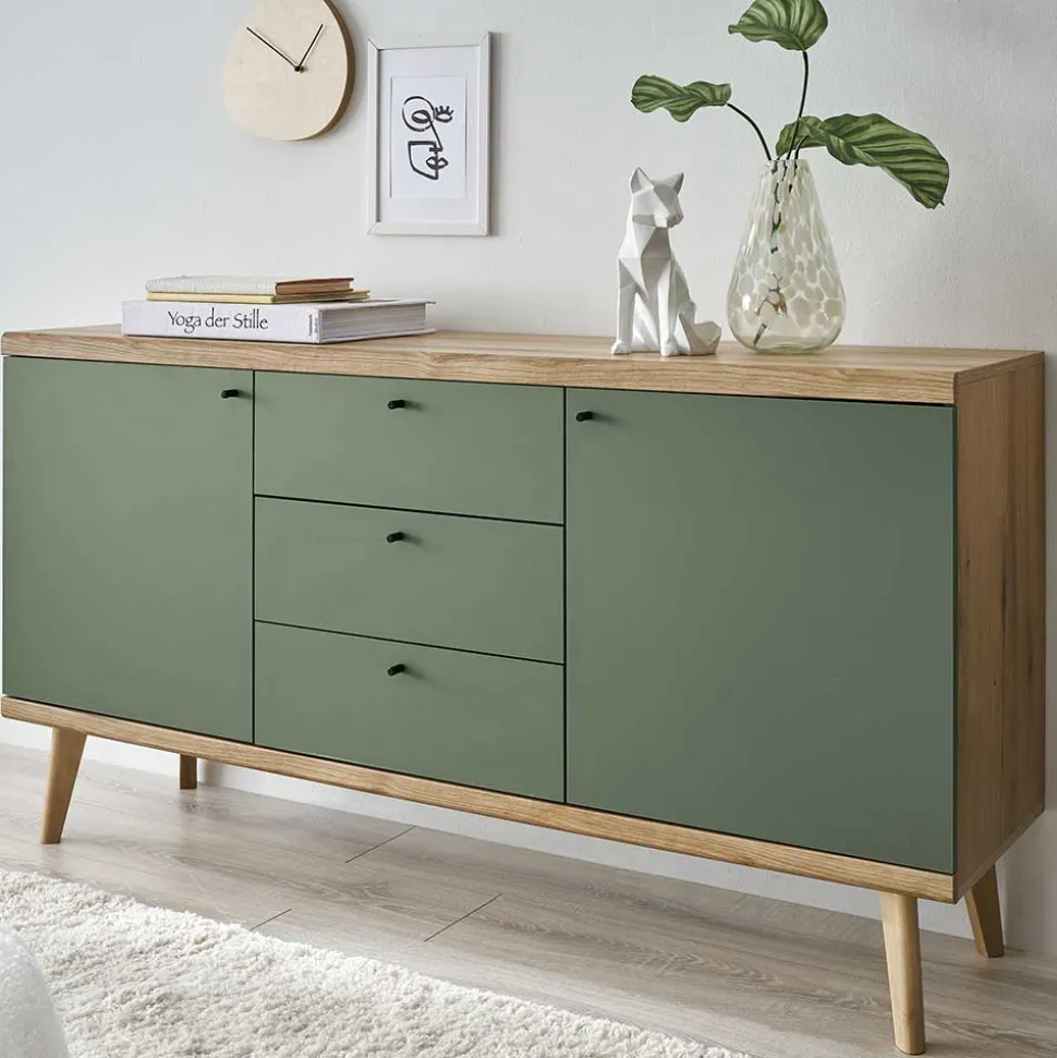 Sideboard in Graugrün & Wildeiche - Oliva