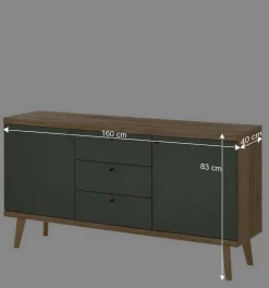 Sideboard in Graugrün & Wildeiche - Oliva