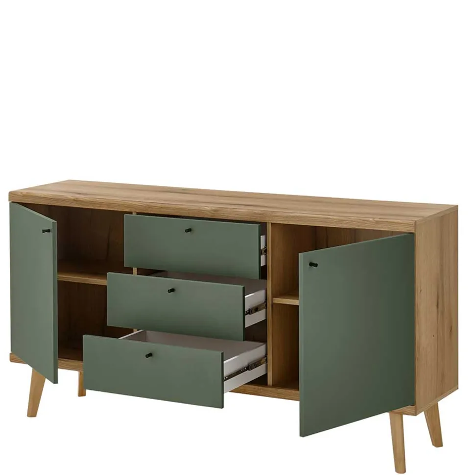 Sideboard in Graugrün & Wildeiche - Oliva