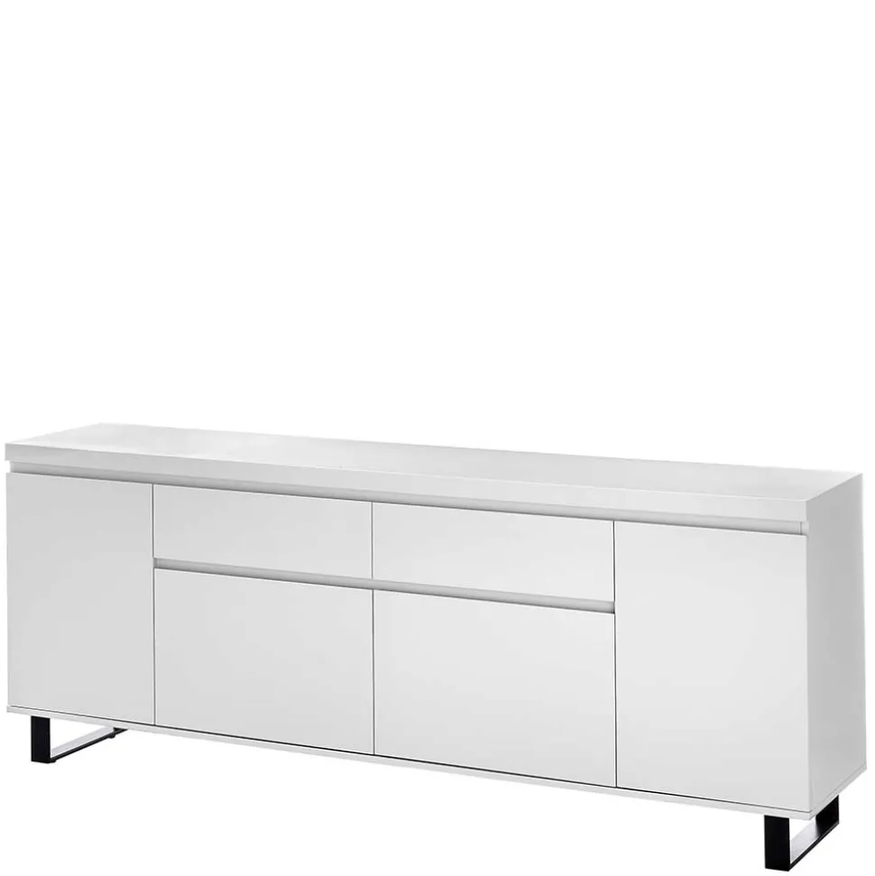 Sideboard in Weiß mit Schwarz - Atela