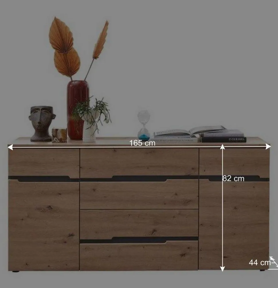 Sideboard in Wildeiche & Dunkelgrau - Kuetra