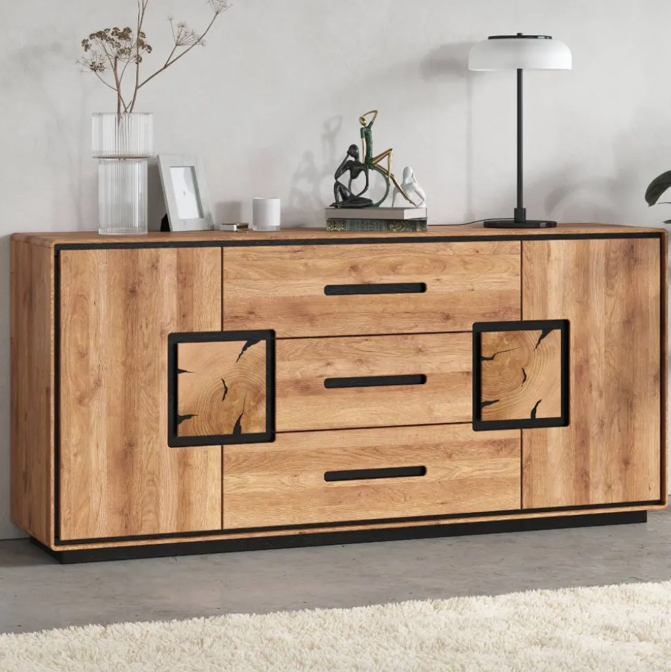 Sideboard in Wildeiche mit Schwarz - Shipper