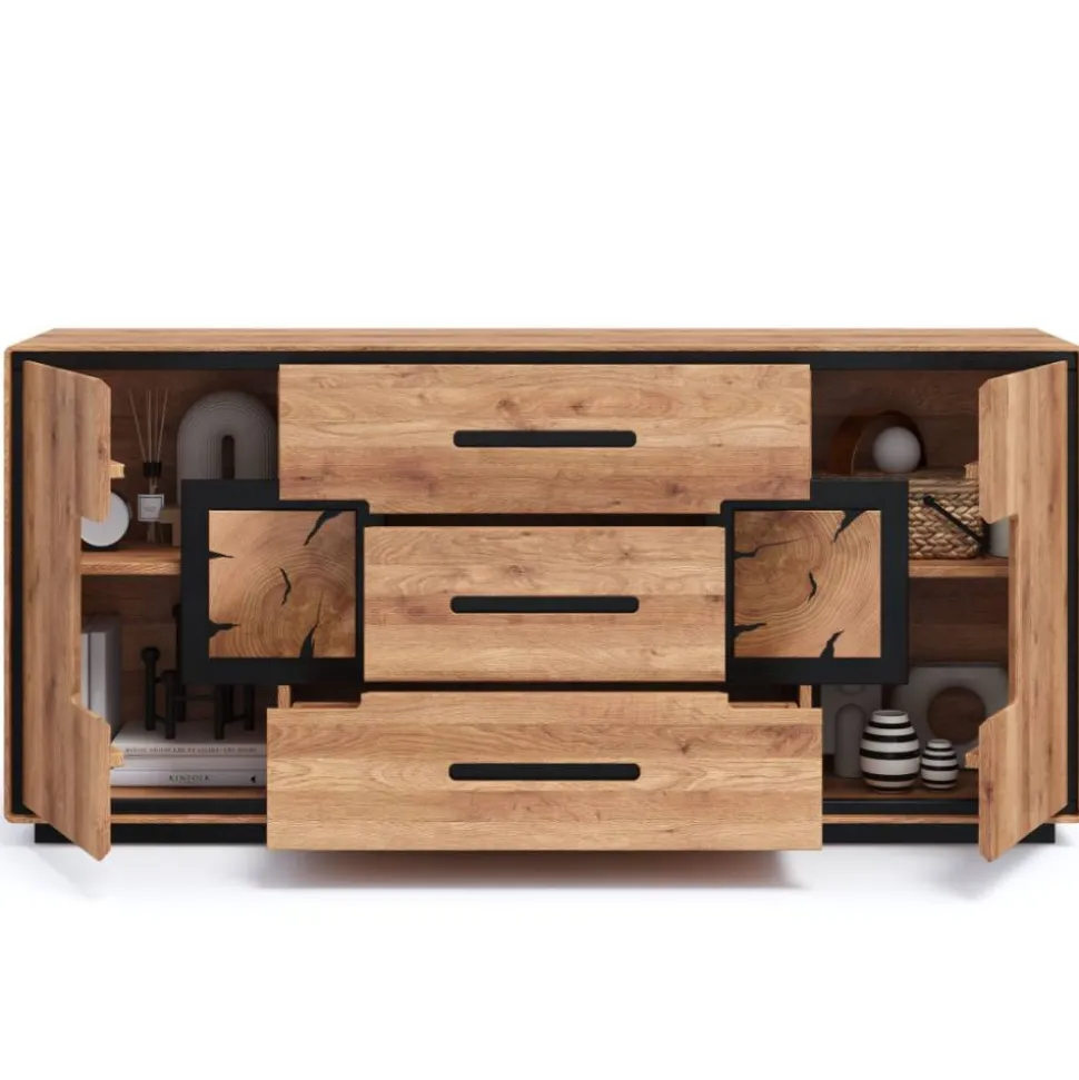 Sideboard in Wildeiche mit Schwarz - Shipper