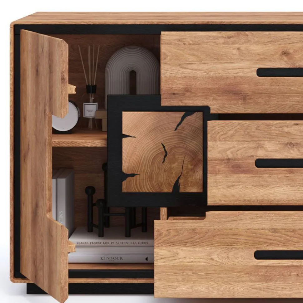 Sideboard in Wildeiche mit Schwarz - Shipper