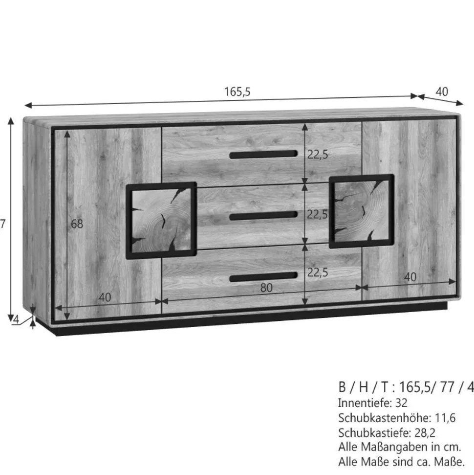 Sideboard in Wildeiche mit Schwarz - Shipper