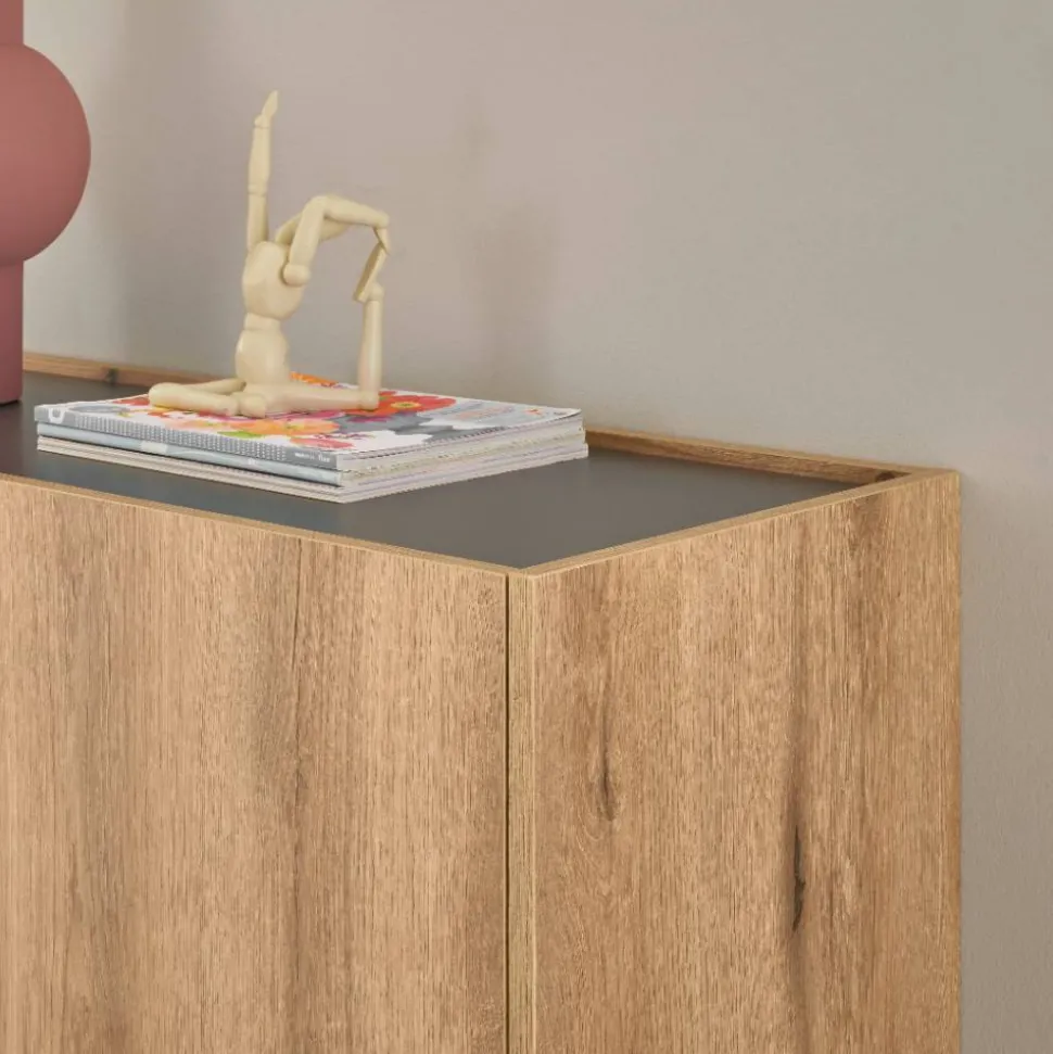 Sideboard in Wildeiche Optik und Anthrazit - Colomania