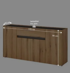 Sideboard in Wildeiche Optik und Anthrazit - Colomania