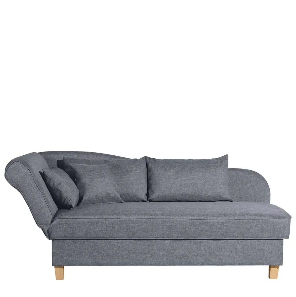 3-Sitzer Recamiere in Jeansblau mit Buche - Foresta