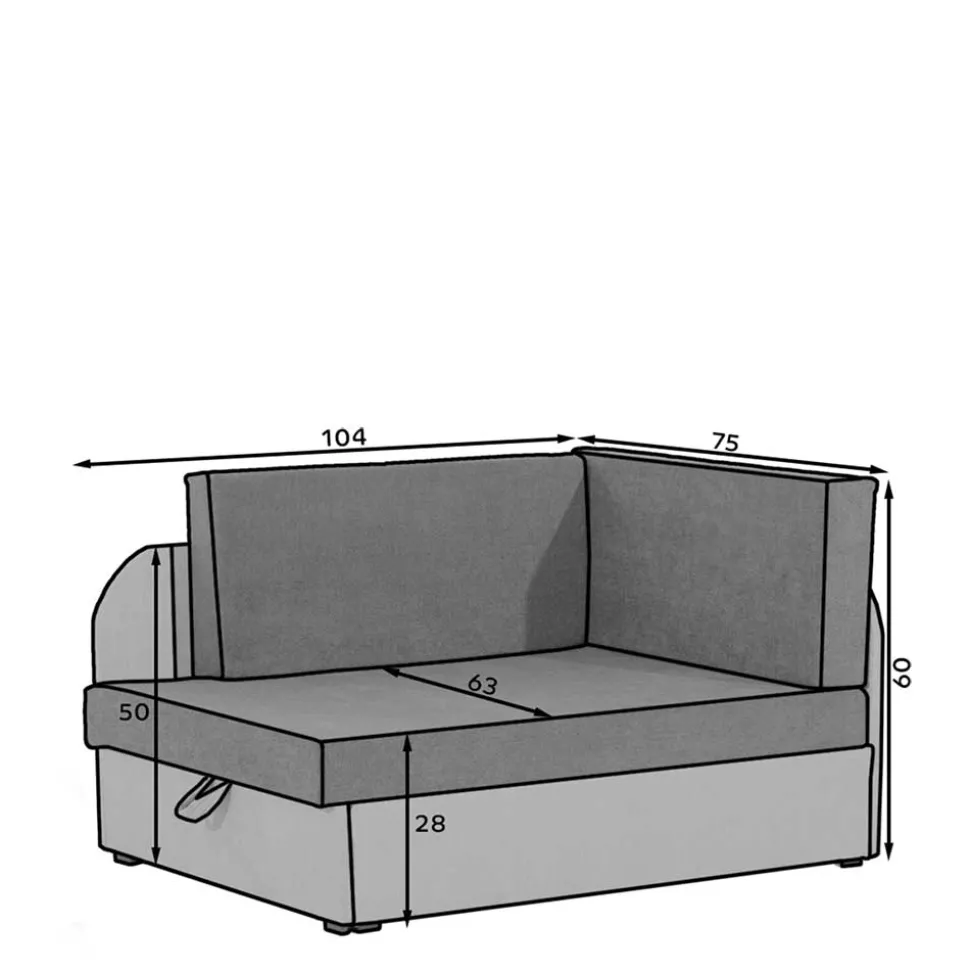 1-Sitzer Schlafsofa in Anthrazit und Hellgrau - Bali
