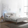 Skandi Bett in Grau mit Eiche Bianco - Potosia