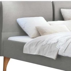 Skandi Bett in Grau mit Eiche Bianco - Potosia