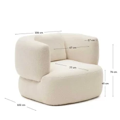 Skandi Designsessel in Offwhite Boucle - Limburg