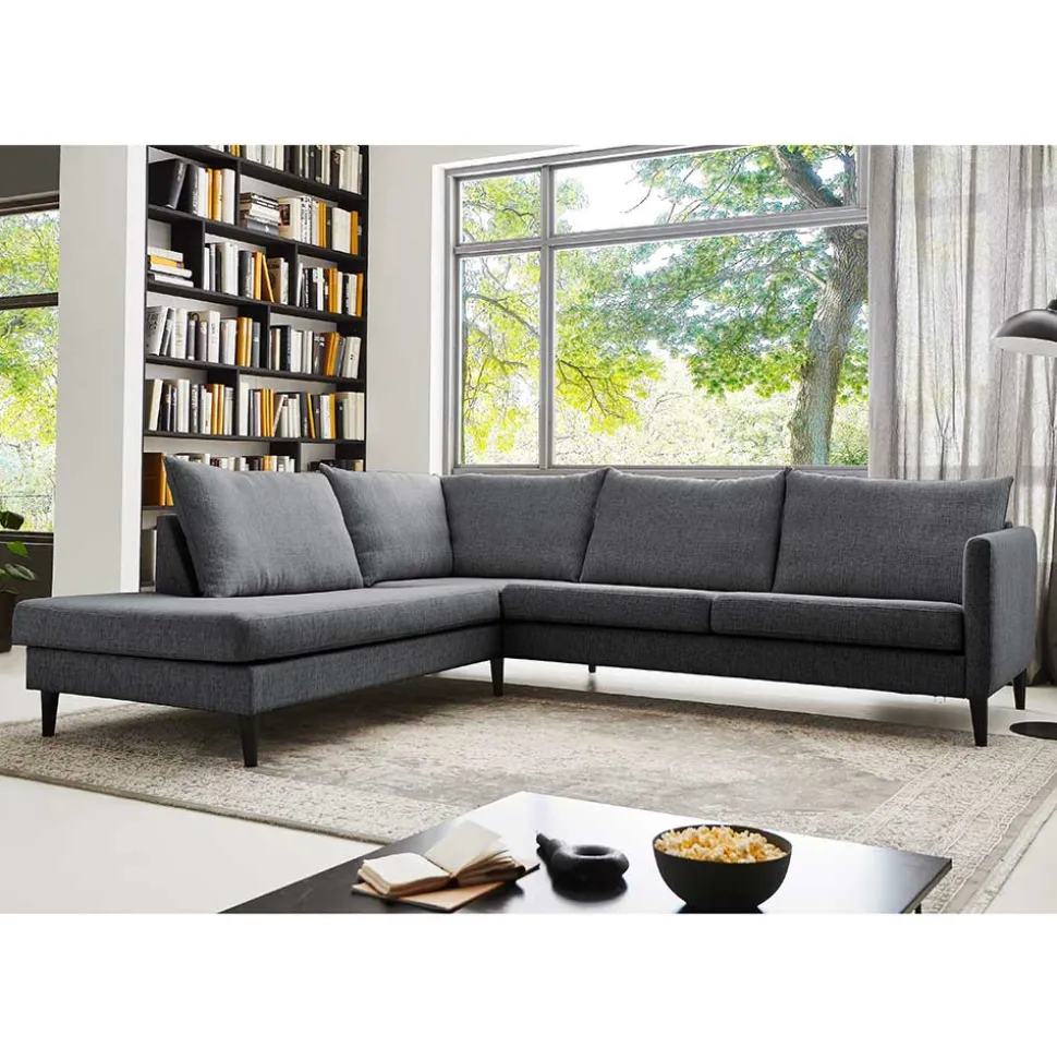 Skandi Ecksofa in Anthrazit mit Schwarz - Soltropa