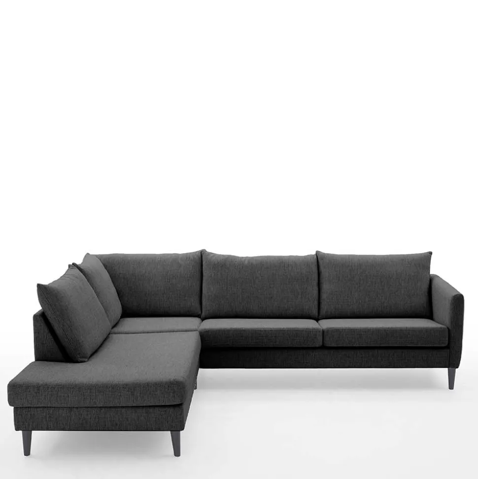 Skandi Ecksofa in Anthrazit mit Schwarz - Soltropa