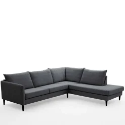 Skandi Ecksofa in Anthrazit mit Schwarz - Soltropa