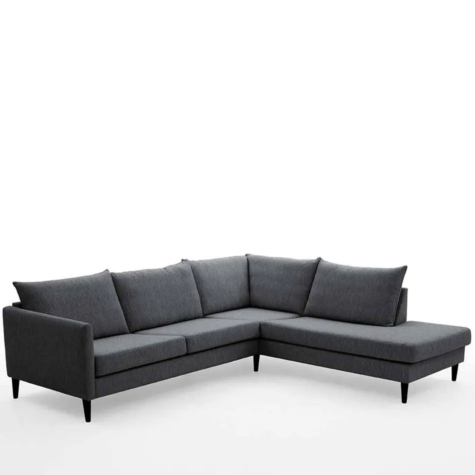 Skandi Ecksofa in Anthrazit mit Schwarz - Soltropa