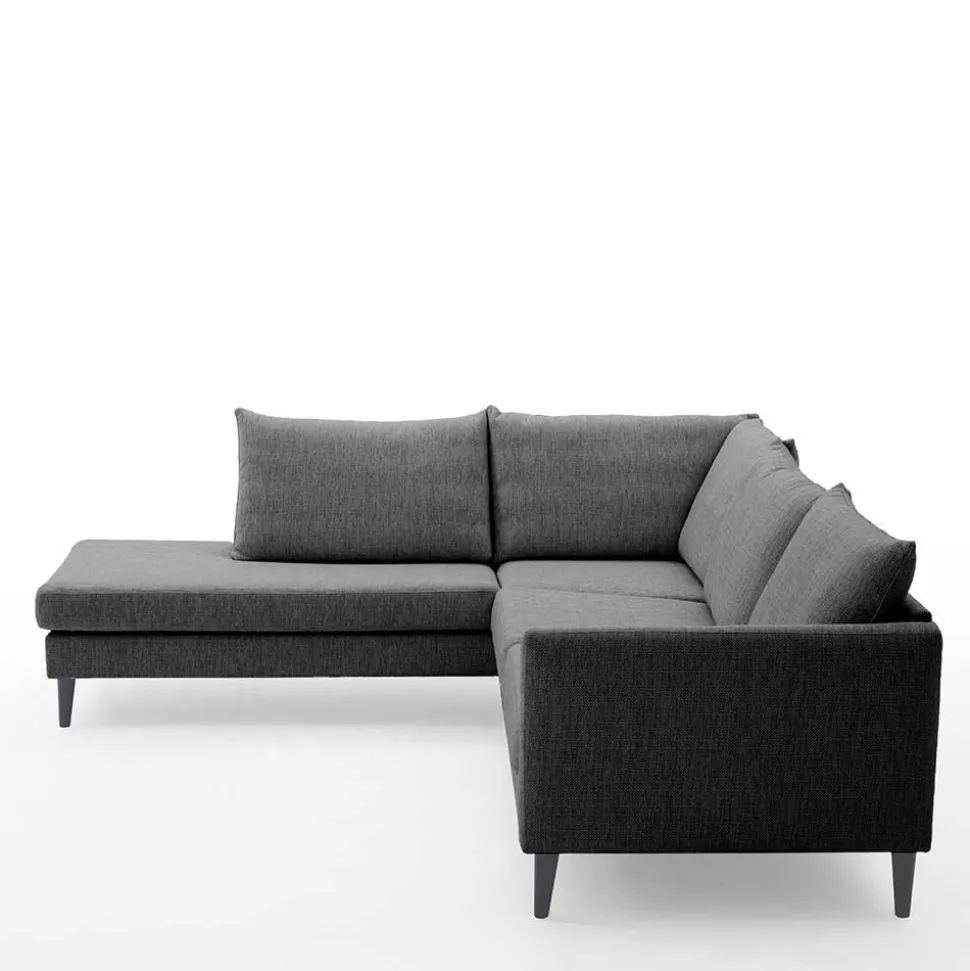 Skandi Ecksofa in Anthrazit mit Schwarz - Soltropa