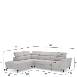 Skandi Ecksofa mit fünf Sitzplätzen - Luneana