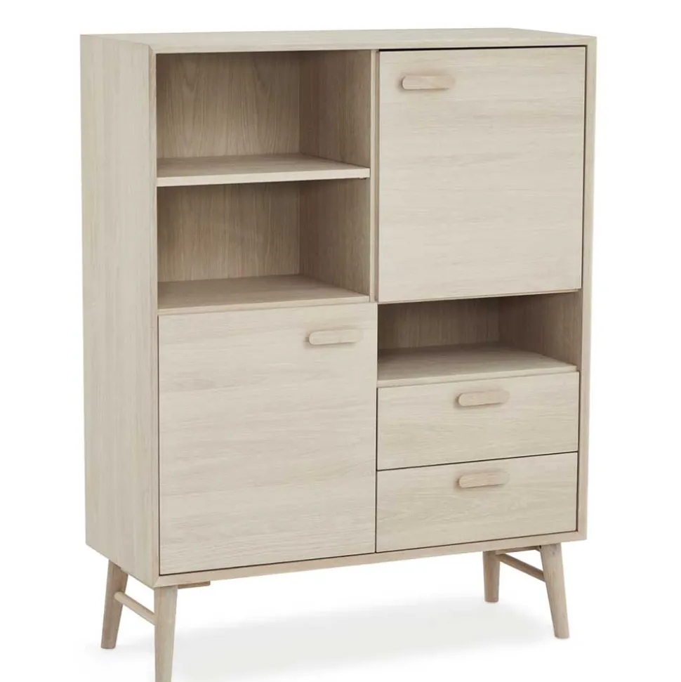 Skandi Highboard in Eiche Weiß - Lametla