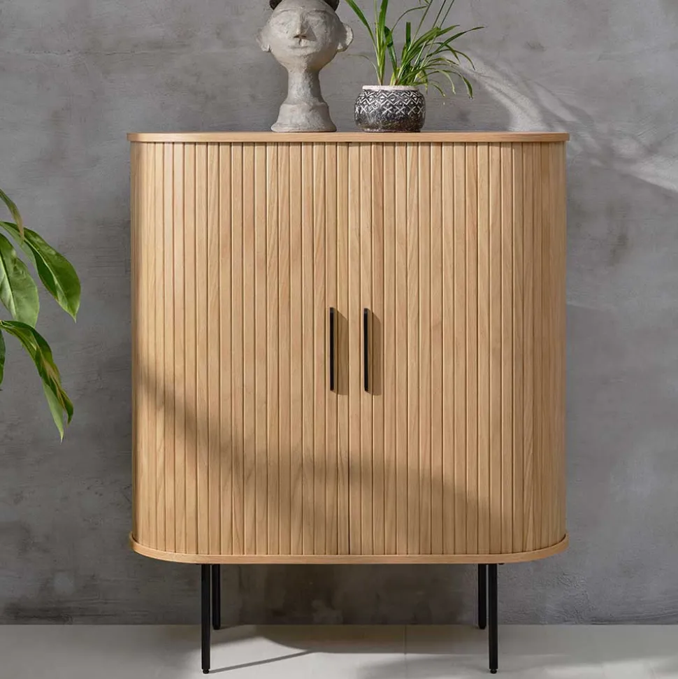 Skandi Highboard oval mit Schiebetüren - Teorina