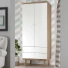 Skandi Kleiderschrank in Weiß & Eiche - Cablos