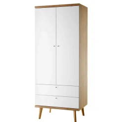 Skandi Kleiderschrank in Weiß & Eiche - Cablos