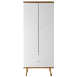 Skandi Kleiderschrank in Weiß & Eiche - Cablos