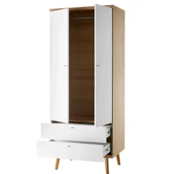 Skandi Kleiderschrank in Weiß & Eiche - Cablos