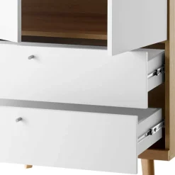 Skandi Kleiderschrank in Weiß & Eiche - Cablos