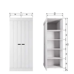 Skandi Kleiderschrank in Weiß - Mattressa I