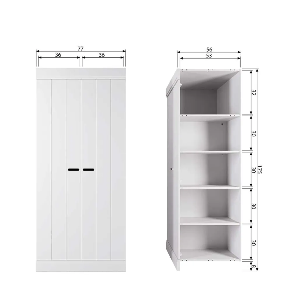 Skandi Kleiderschrank in Weiß - Mattressa I