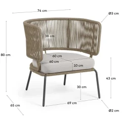 Skandi Sessel aus Geflecht Kordel in Beige - Suvacol (2er Set)