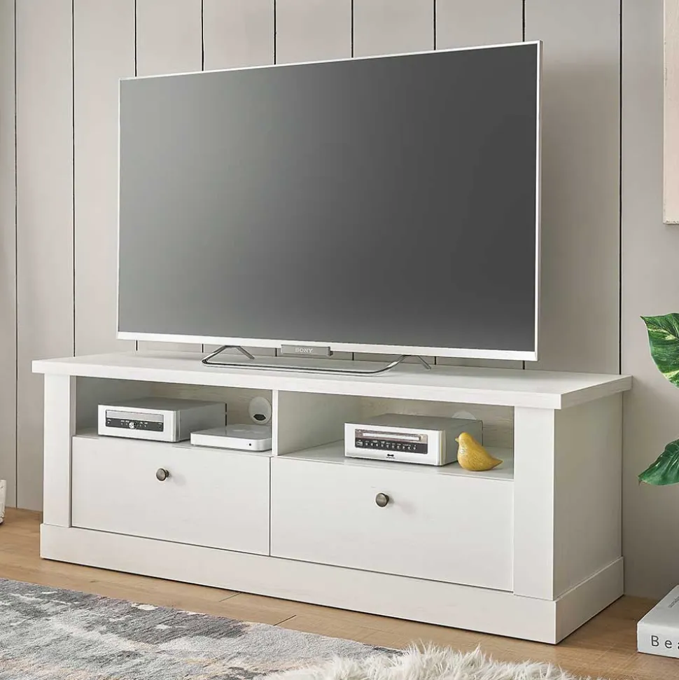 Skandi TV Board in weißer Holzoptik Pinie - Liancos
