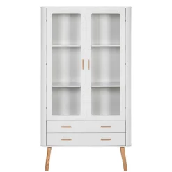 Skandi Vitrine in Weiß und Eiche Natur - Yarisis