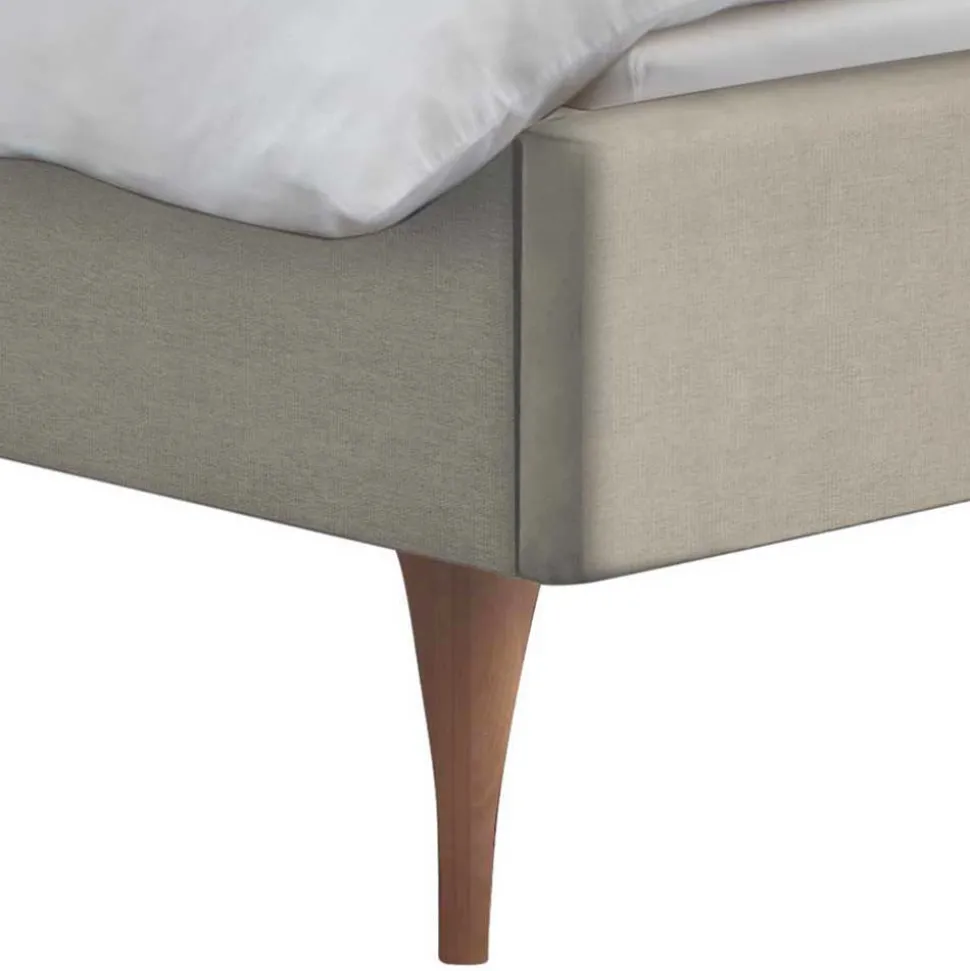 Skandinavisches Designbett in Beige mit Kernbuche - Agruma