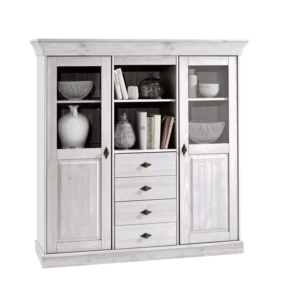 Skandinavisches Highboard Satumare in Weiß