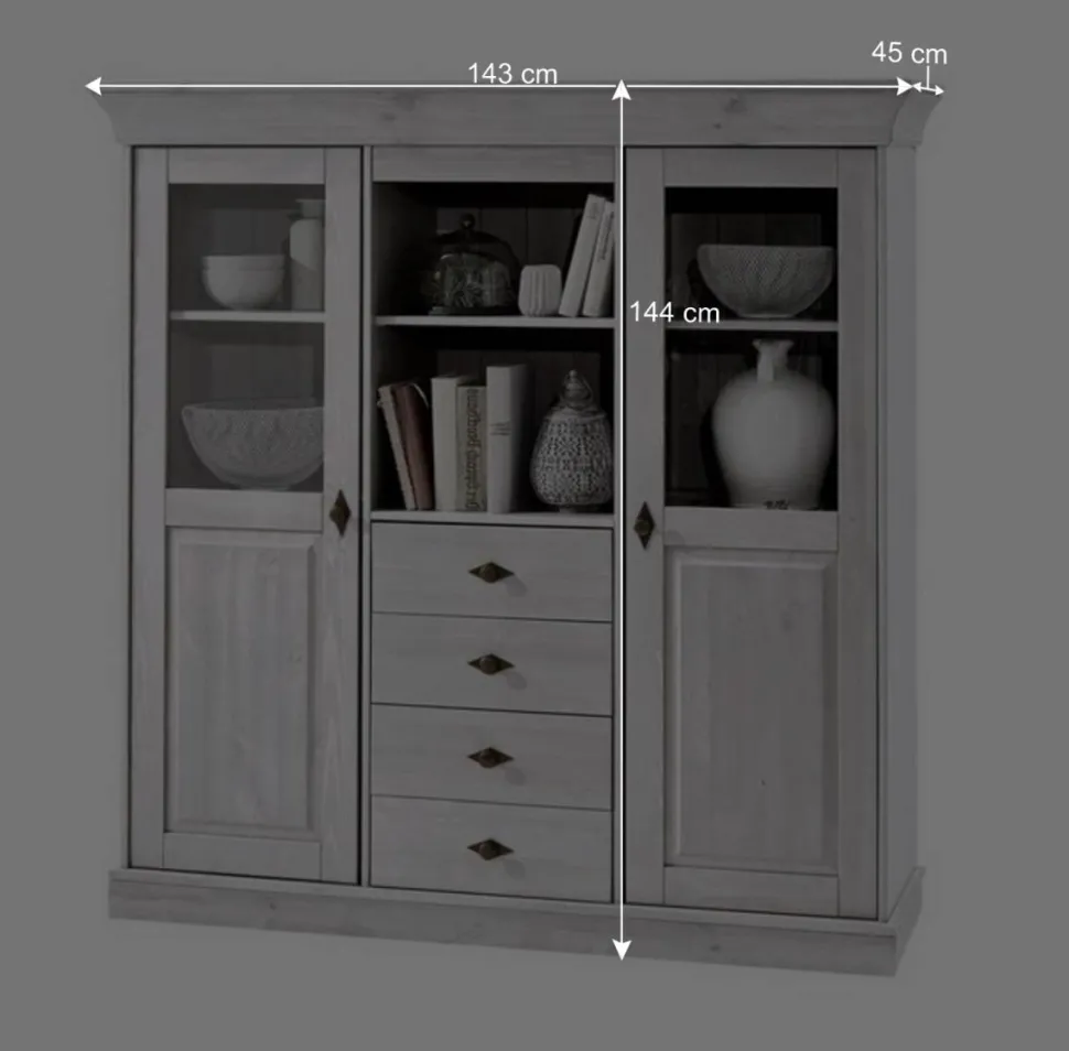 Skandinavisches Highboard Satumare in Weiß