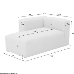 Sofaelement Recamiere in Cremeweiß - Tembreno