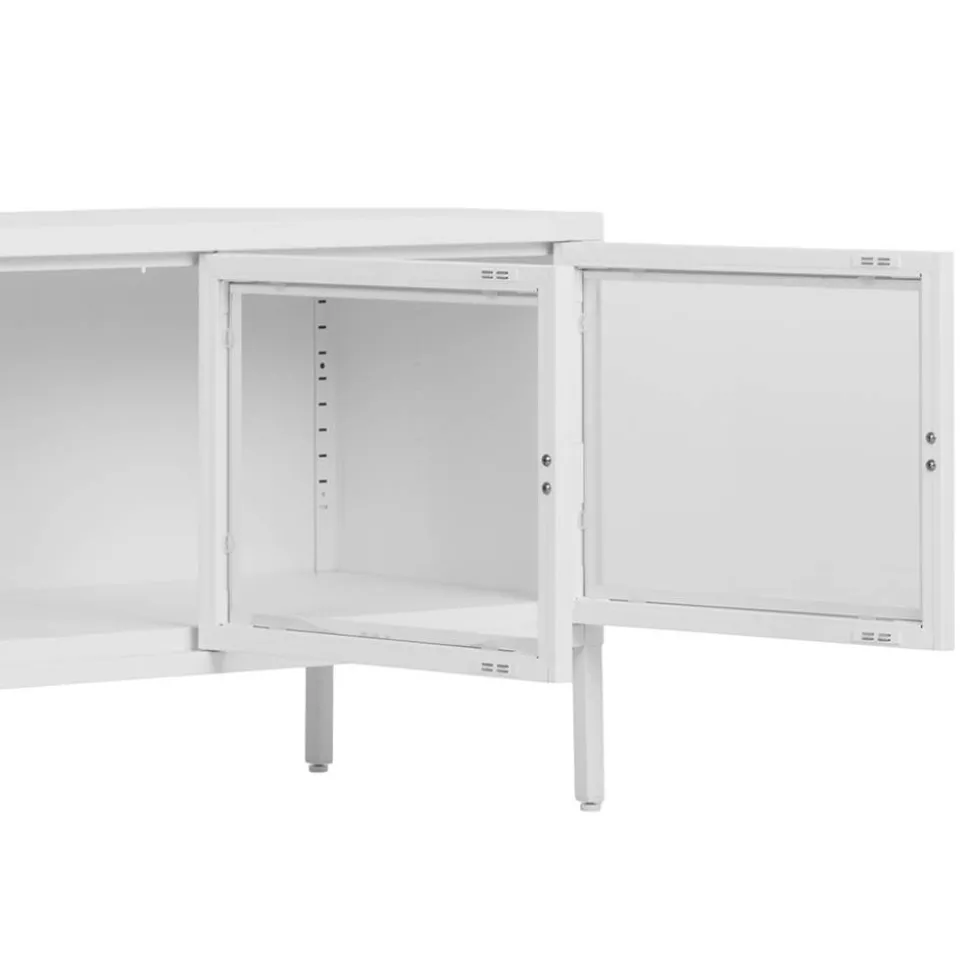 Stahl TV Lowboard mit drei Glastüren - Sancrez