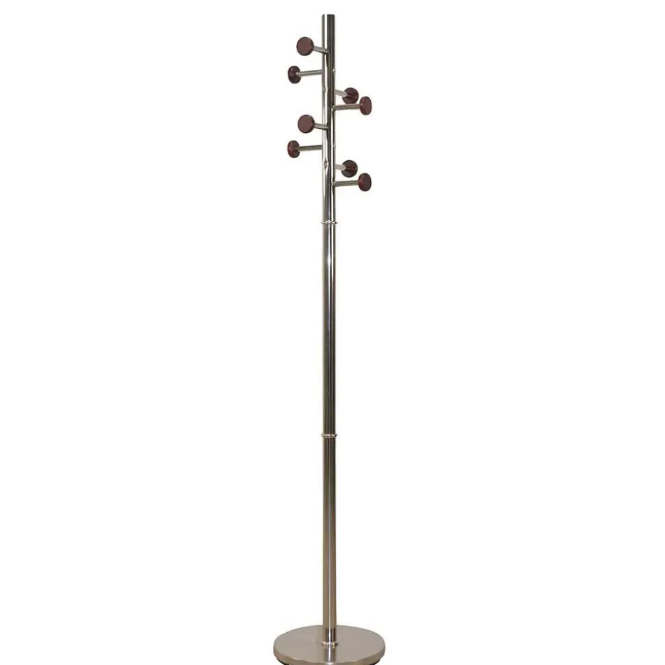 Standgarderobe in Nickelfarben & Natur - Rambano