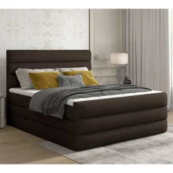 Stauraum Boxspringbett in Braun Stoff - Birt