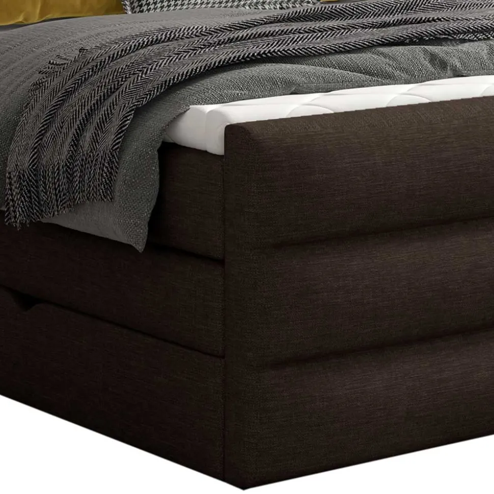 Stauraum Boxspringbett in Braun Stoff - Birt
