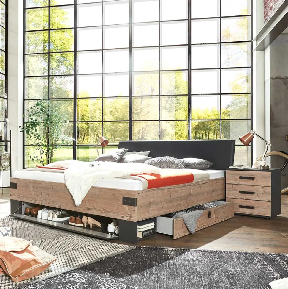 Stauraumbett in Tanne Holzoptik - Ardila