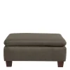 Stoffhocker in Beigegrau und Nussbaum - Abecra