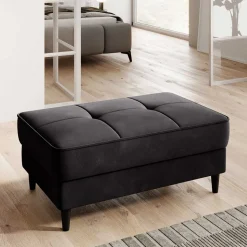 Stoffhocker mit Truhe in Schwarzgrau - Malchas