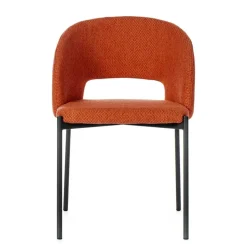 Strukturstoff Polsterstuhl in Orange - Megida (2er Set)