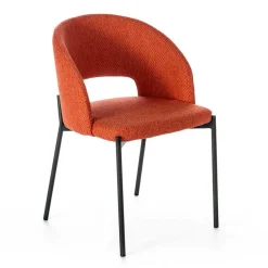 Strukturstoff Polsterstuhl in Orange - Megida (2er Set)