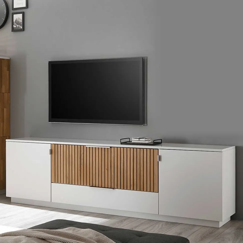 Stylisches TV Board in Weiß - Miloris